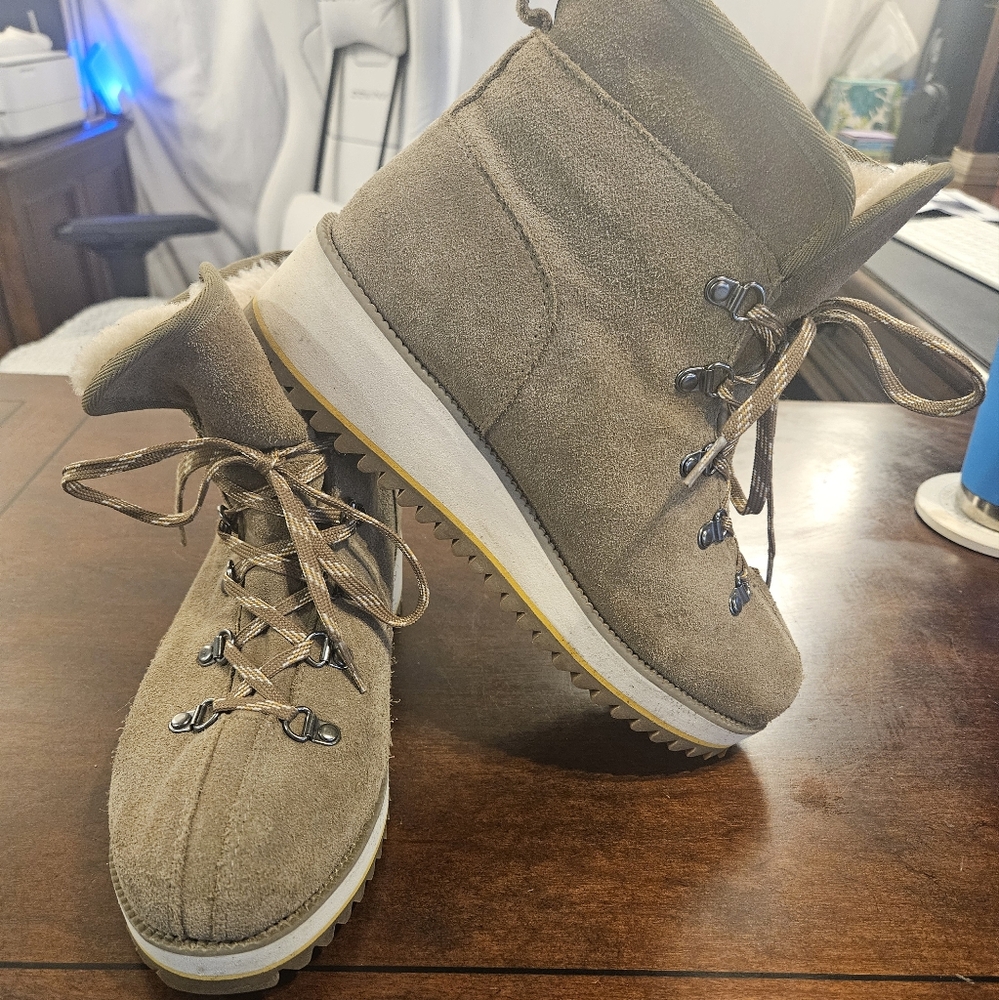 UGG Birch Suede Lace Up Boots Women’s Size 7 Shoes Winter Snow